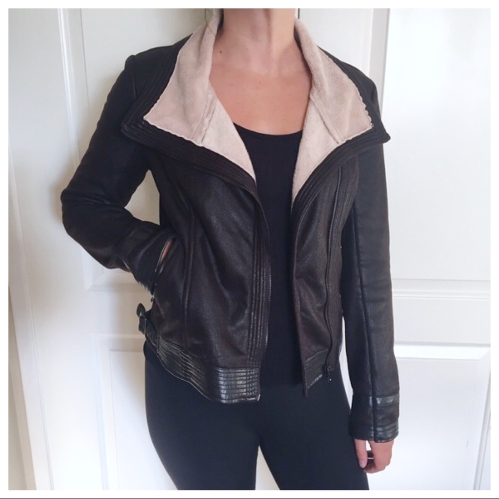 Hale Bob Moto Jacket with shearling collar